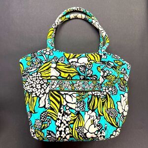 Vera Bradley island blooms Floral Patterned bucket Tote Bag seafoam lime